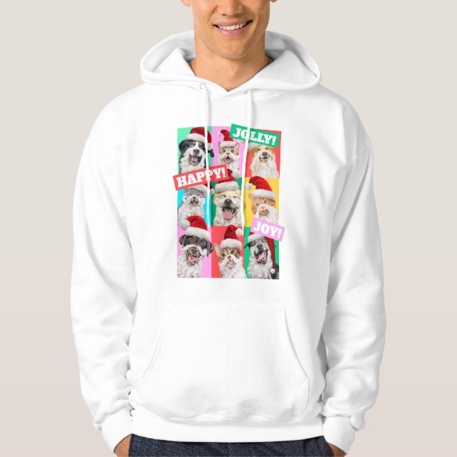 Veste À Capuche Chiens et chats avec barbe de Père Noël (Devant)