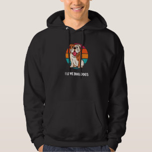 Veste À Capuche Chiens Mignons J'Aime Bouledogues Vintage Coucher