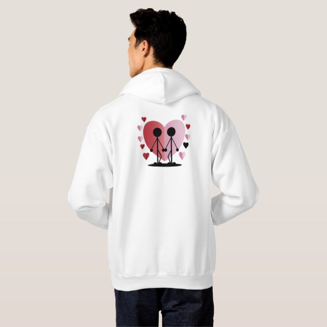 Veste À Capuche Chiffres de la Saint Valentin tenant la main (Dos entier)