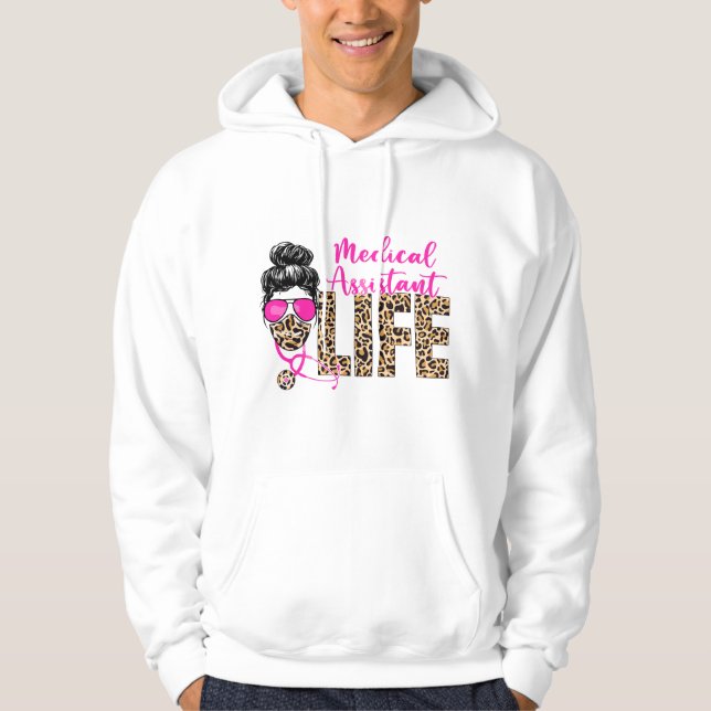 Veste À Capuche Chignon désordonné Assistante médicale Léopard (Devant)
