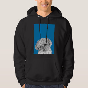 Veste À Capuche Chih Tzu Portrait de chien ( Arrière - plan bleu )