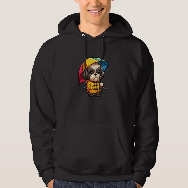 Veste À Capuche Chih Tzu Umbrella Dog Funny Raincoat (Devant)