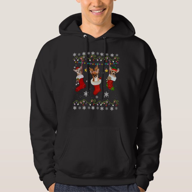 Veste À Capuche Chihuahua Chaussettes de Noël illumine les fêtes d (Devant)