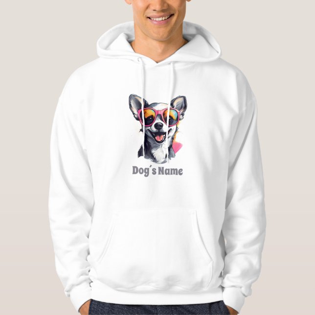Veste À Capuche Chihuahua cool avec lunettes de soleil (Devant)