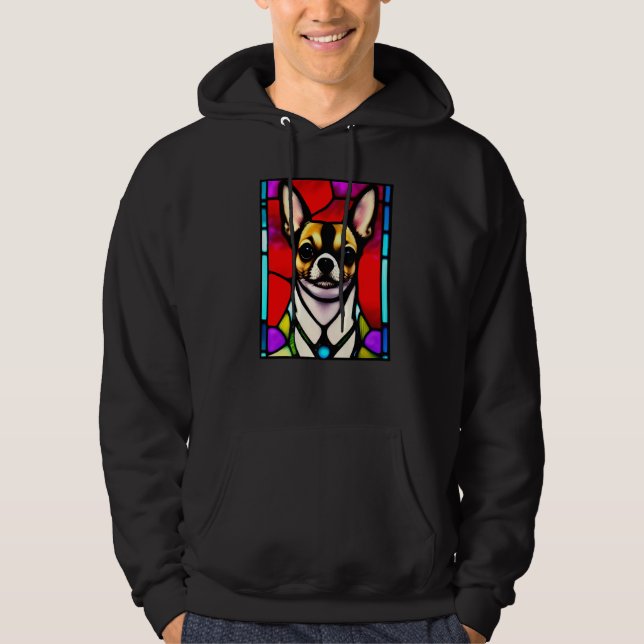 Veste À Capuche Chihuahua - Stained Glass Pop Art Premium_2 (Devant)