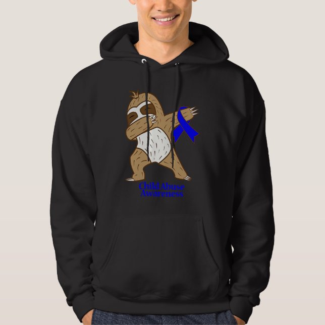 Veste À Capuche Child Abuse Awareness Ribbon Dabbing Sloth Warrior (Devant)