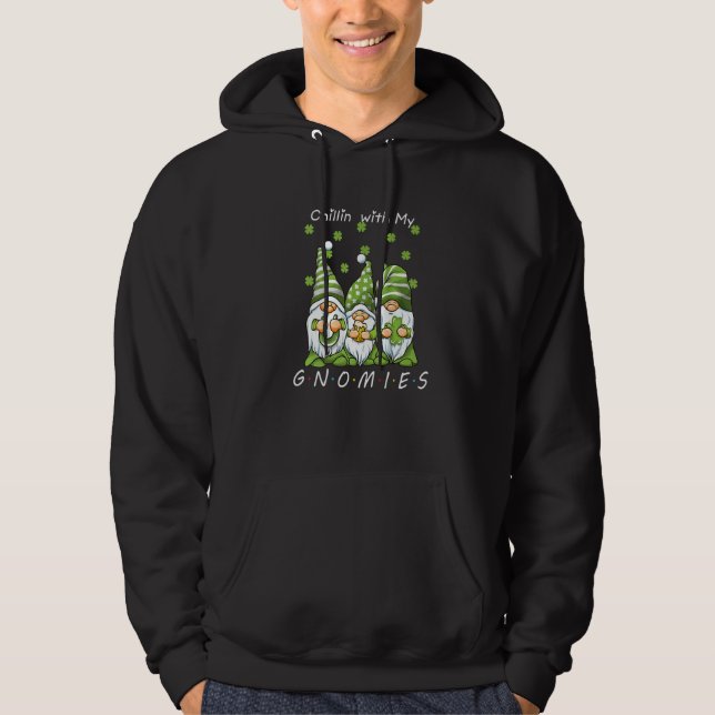 Veste À Capuche Chillin Avec Mes Gnomies Jour de la Saint Patrick  (Devant)