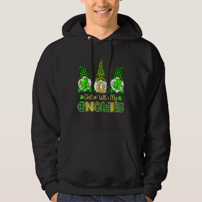 Veste À Capuche Chillin Avec Mes Gnomies Jour de la Saint Patrick  (Devant)