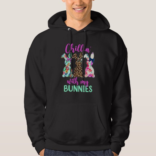 Veste À Capuche Chillin' Avec Mes lapins mignons lapin Joyeux Pâqu (Devant)