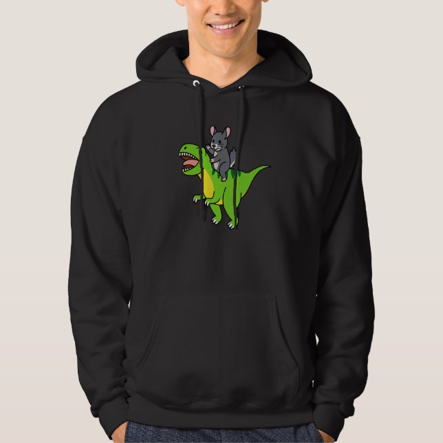 Veste À Capuche Chinchilla montant un dinosaure Rex animal de comp (Devant)