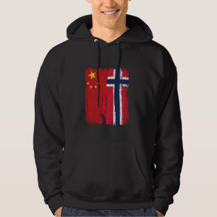 Veste À Capuche Chine Norvège Demi-drapeau Chinois Norvégien Ancêt