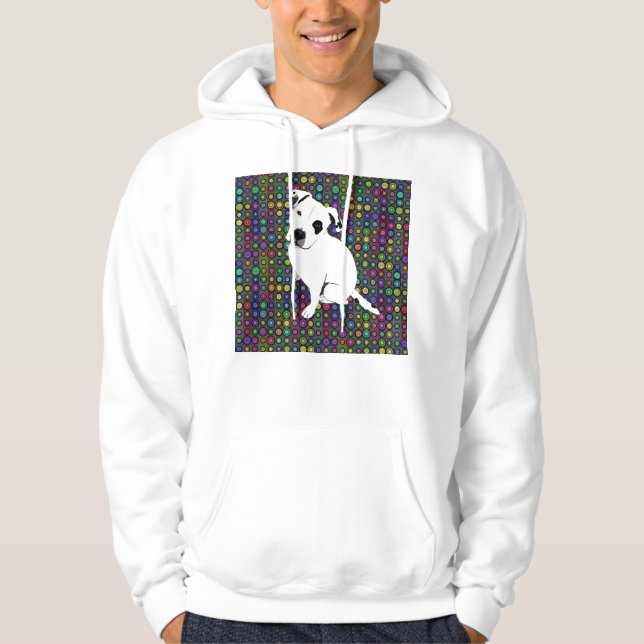 Veste À Capuche Chiot blanc mignon de Pitbull sur le motif de (Devant)