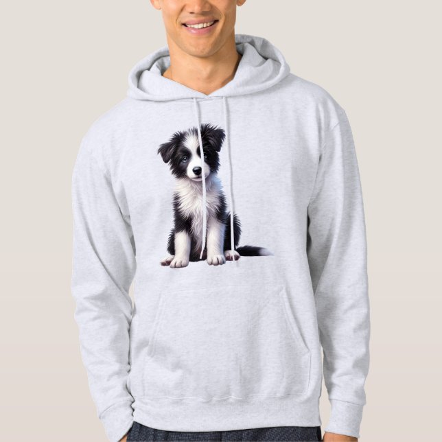 Veste À Capuche Chiot Border Collie Mignon (Devant)