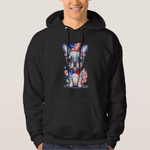 Veste À Capuche Chiots Bouledogues Français Patriotes Drapeau Amér