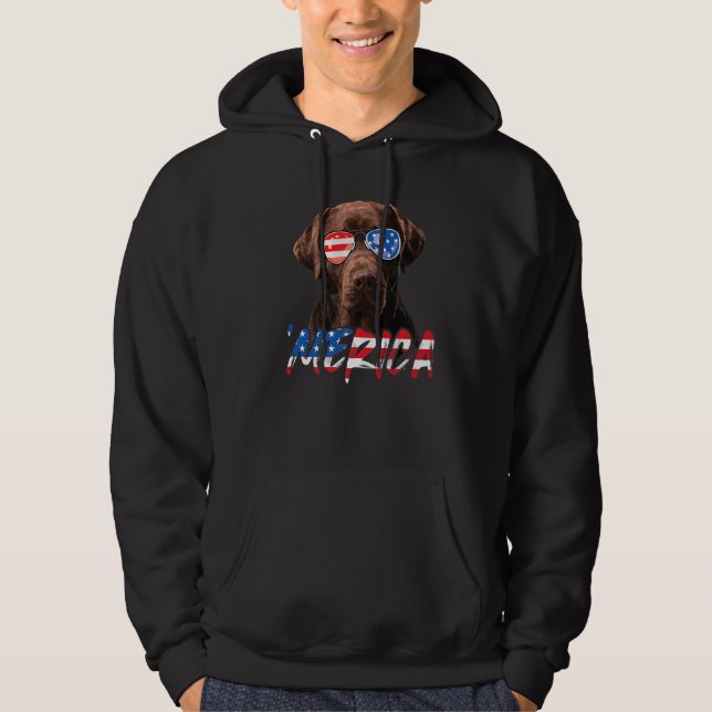Veste À Capuche Chocolat Labrador American Flag Lab Dog 4th Of J (Devant)