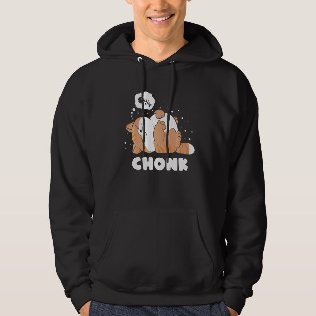 Veste À Capuche Chonk Lazy Cat n'approuve pas mème (Devant)