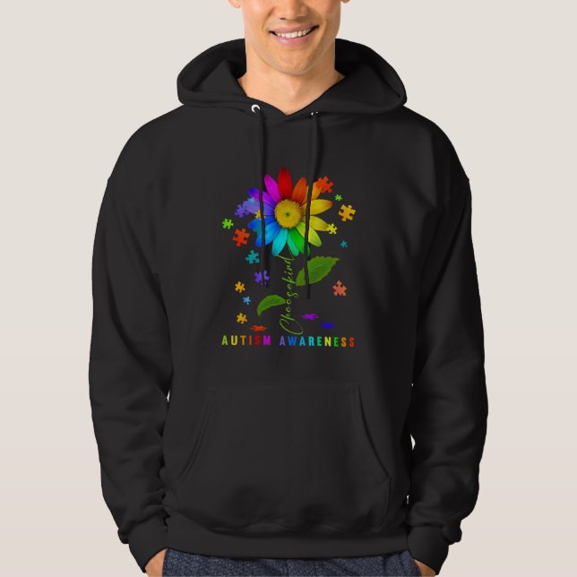 Veste À Capuche Choose Kind Autism Awareness Sunflower Puzzle For  (Devant)