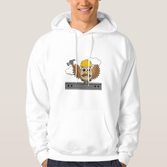 Veste À Capuche Chouette ouvrière de construction mignonne avec de (Devant)