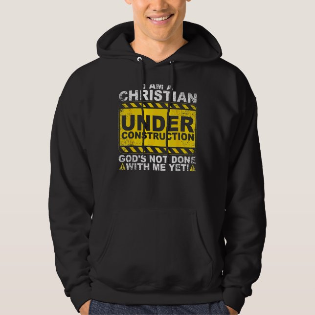 Veste À Capuche Chrétienne en construction Hommes catholiques (Devant)