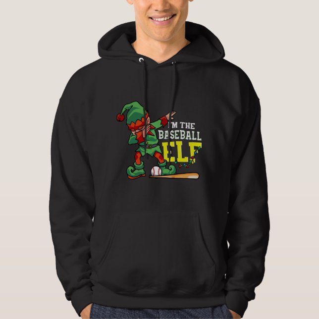 Veste À Capuche Christmas tree funny baseball elf apparel (Devant)