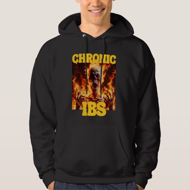 Veste À Capuche Chronique IBS Drôle Cringe Dur Skeleton Mème Flame (Devant)