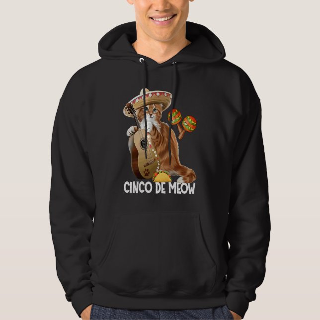 Veste À Capuche Cinco De Meow  Costume de chat pour Cinco De Mayo (Devant)