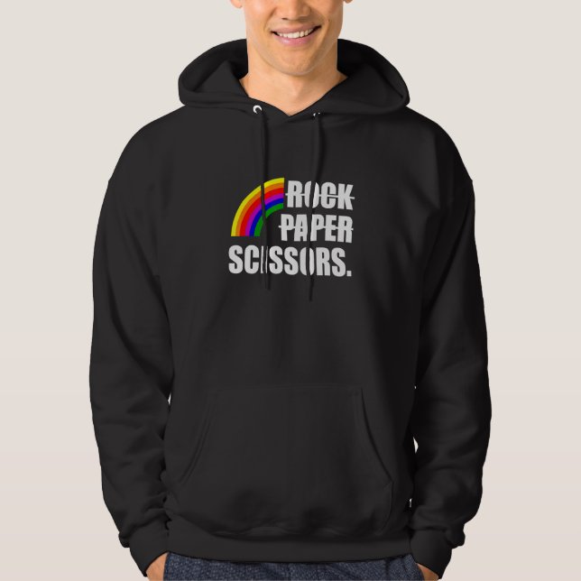 Veste À Capuche Ciseaux de papier rock Gay Lesbian Pride Rainbow L (Devant)