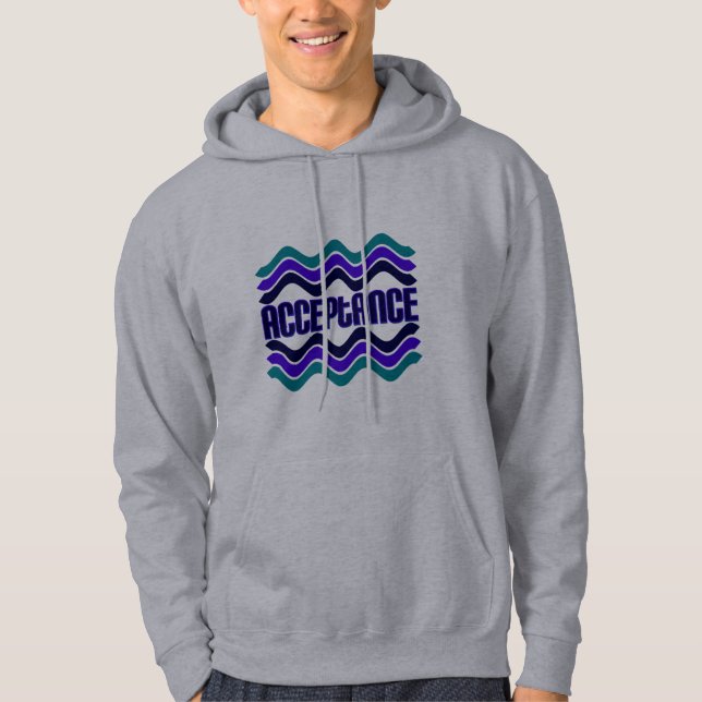 Veste À Capuche Citation d'acceptation en bleu vert violet (Devant)