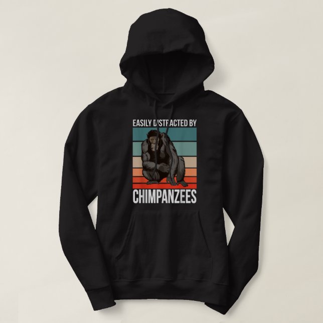 Veste À Capuche Citation De Chimpanzé Rétro Ape Facilement Distrai (Design devant)