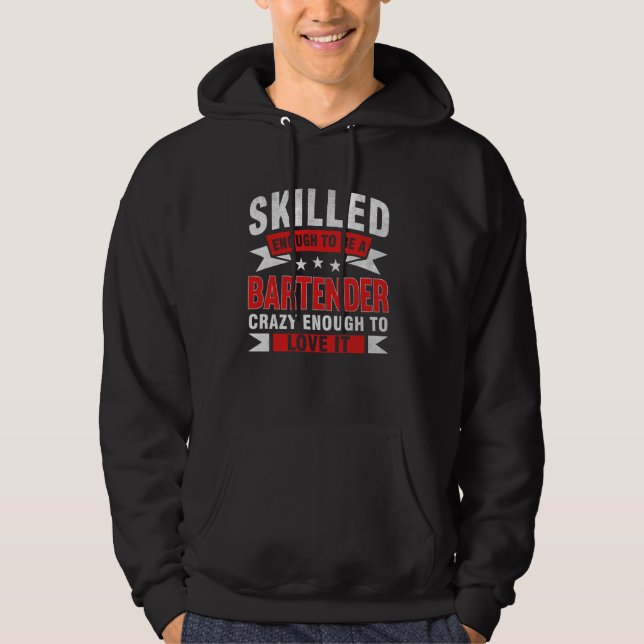 Veste À Capuche Citation de profession amusante barman compétent (Devant)