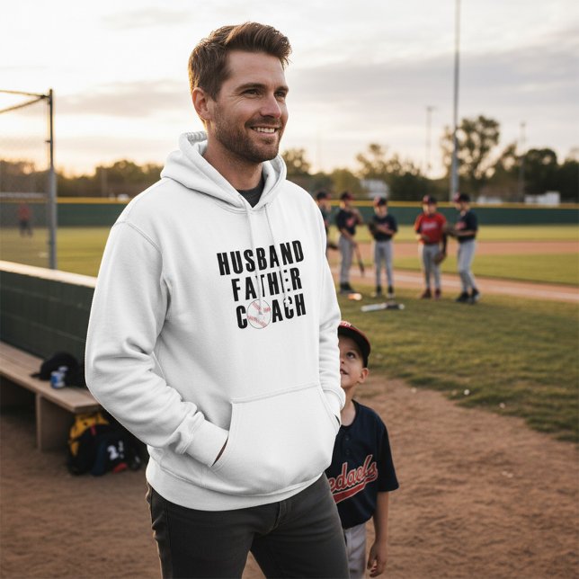 Veste À Capuche Citation Papa Entraîneur Baseball Mari (Créateur téléchargé)