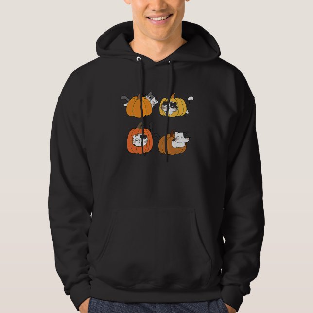 Veste À Capuche Citrouille de Jack O Lantern pour chat sous pleine (Devant)