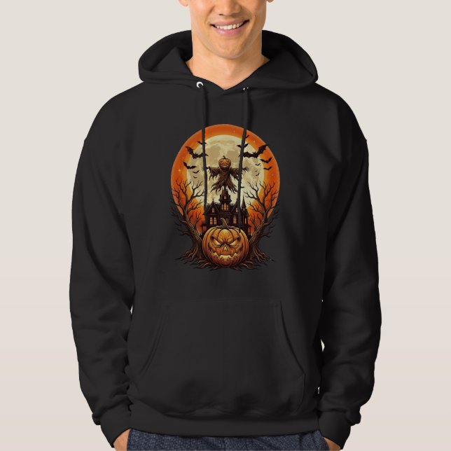 Veste À Capuche Citrouille effrayante Épouvantail Maison hantée Pl (Devant)