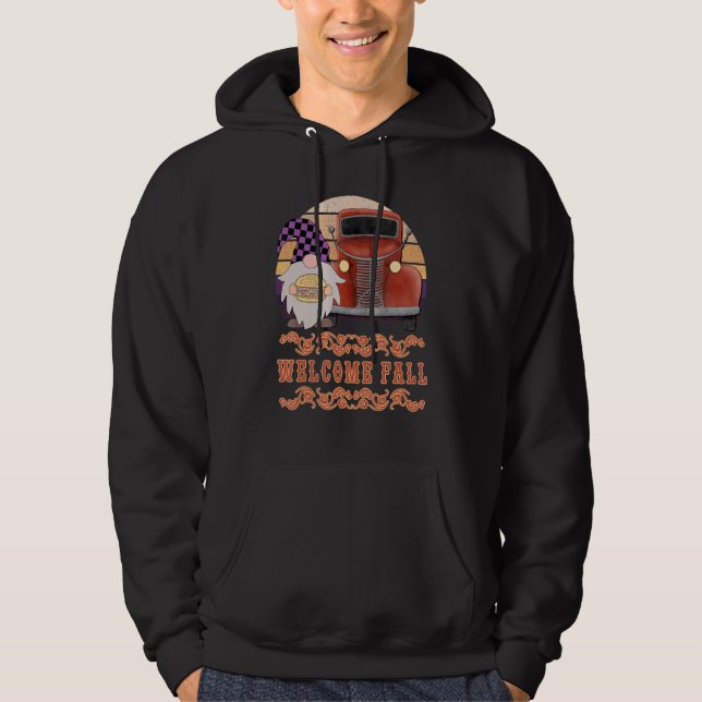 Veste À Capuche Citrouille Épice Automne Tombe Café Gnome Ramassag (Devant)