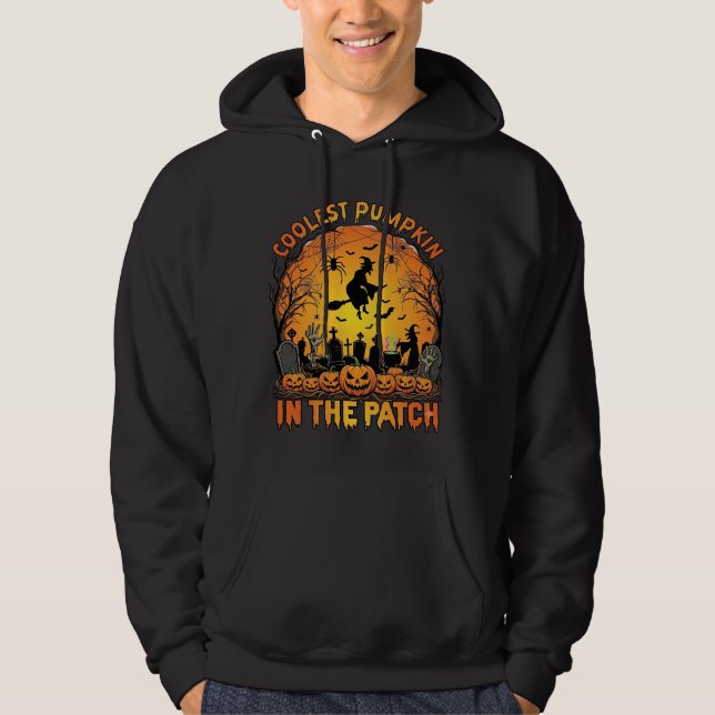 Veste À Capuche Citrouille la plus cool Patch Halloween Sorcière A (Devant)