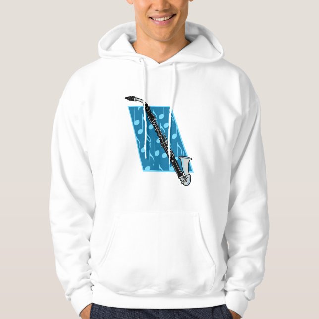 Veste À Capuche Clarinette basse avec les notes bleues d'arrière - (Devant)