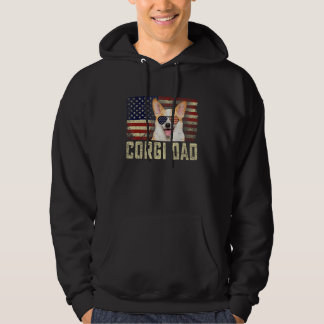 Veste À Capuche Classic Retro USA Drapeau Corgi Papa Fête des père