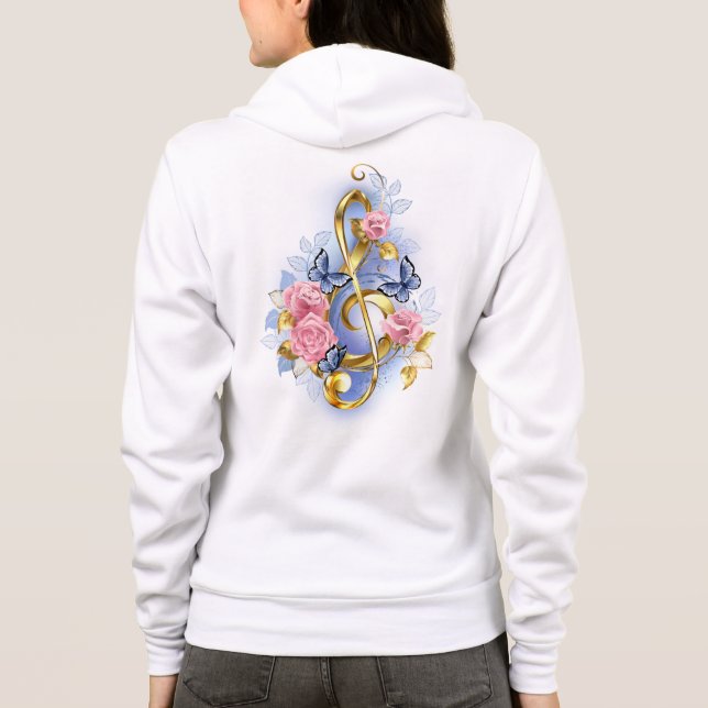 Veste À Capuche Clé de sol avec roses roses (Dos)