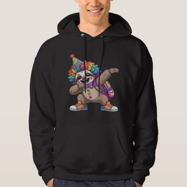 Veste À Capuche Clown dansant Dabbing Sloth Halloween effrayant Ov (Devant)