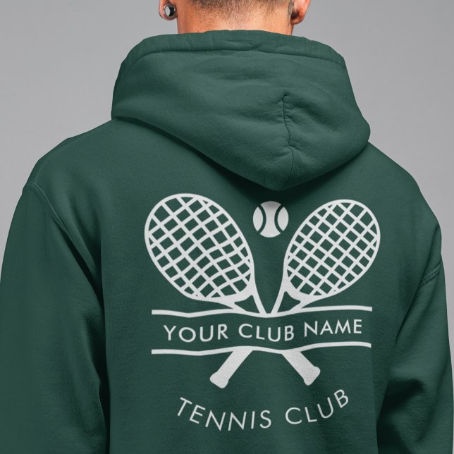 Veste À Capuche Club de tennis Nom de l'entraîneur Logo de l'équip (Tennis Rackets Motif Club Name Custom Team Members  Hoodie Swag)