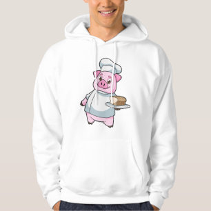 Veste À Capuche Cochon comme chef avec Plateau et Cake