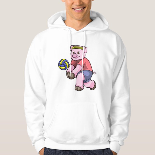 Veste À Capuche Cochon de sport avec volleyball (Devant)