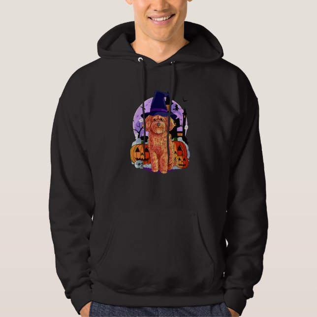 Veste À Capuche Cockapoo Chien Mignon Halloween Sorcière Citrouill (Devant)