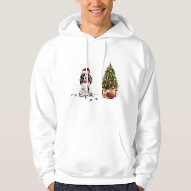 Veste À Capuche Cocker Spaniel Funny Chien de Noël avec arbre (Devant)