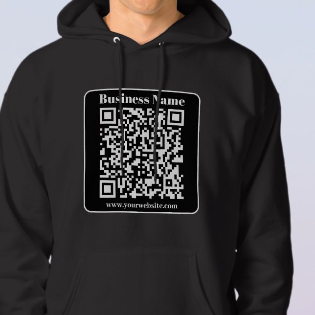 Veste À Capuche Code QR éditable Noir & Blanc Style Rétro Moderne (Créateur téléchargé)