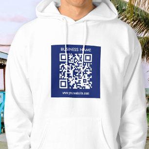 Veste À Capuche Code QR (généré instantanément) modifiable Bleu