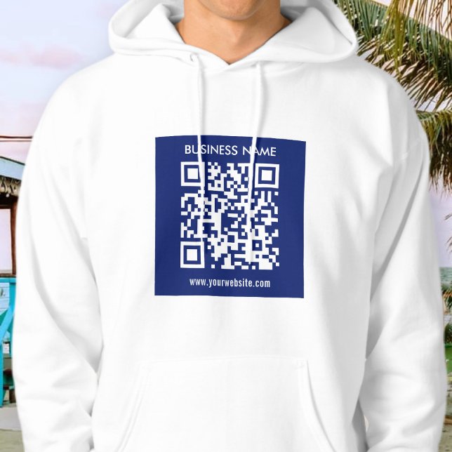 Veste À Capuche Code QR (généré instantanément) modifiable | Bleu  (Créateur téléchargé)