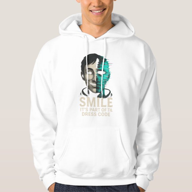 Veste À Capuche Code vestimentaire numérique Glitch Sourire (Devant)