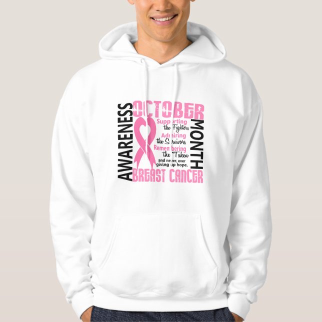 Veste À Capuche Coeur 1,5 de mois de conscience de cancer du sein (Devant)