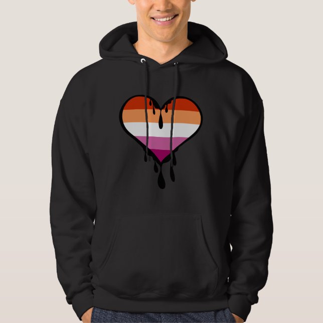 Veste À Capuche Coeur de goutte de fierté lesbienne (Devant)